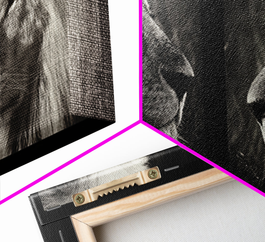 Dramatic Black and White Lion Portrait Canvas Print, Black and White Art, Printable Wall Art, Living Room Decor, Monochrome, BAW-2x1-61