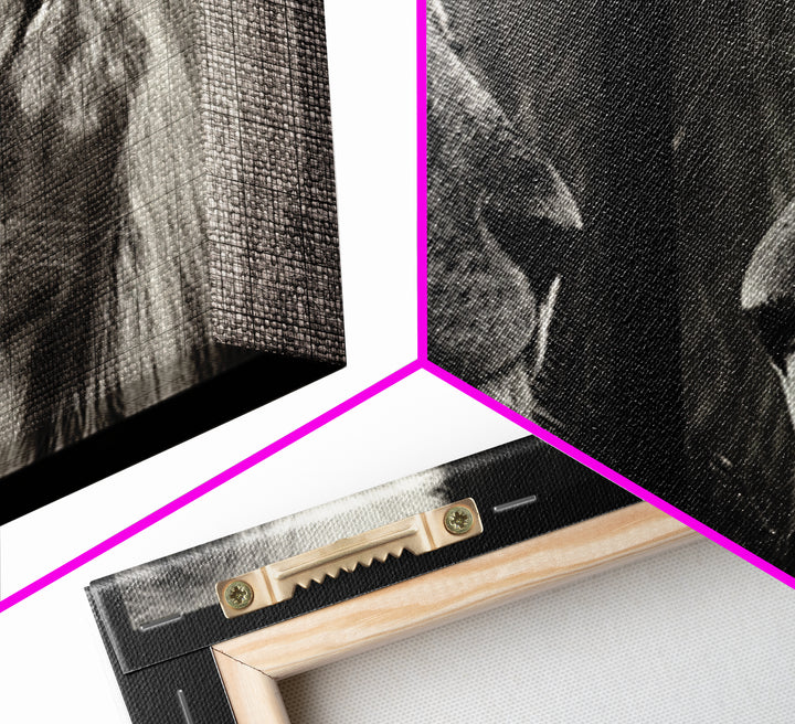 Dramatic Black and White Lion Portrait Canvas Print, Black and White Art, Printable Wall Art, Living Room Decor, Monochrome, BAW-2x1-61