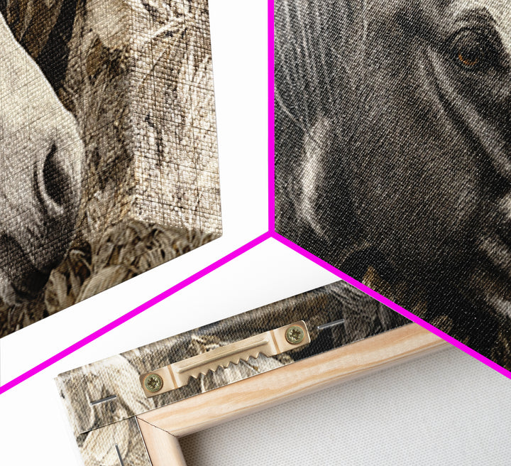 Black and White Wild Horse Portrait Canvas Print, Black and White Art, Large Wall Art, Living Room Decor, Fine Art, Monochrome, BAW-2x1-73