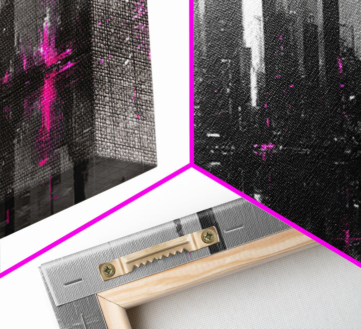 Monochrome City Skyline Reflected Canvas Print, Black and White Art, Fine Art Print, Living Room Decor, Abstract Art, BAW-3x1-3
