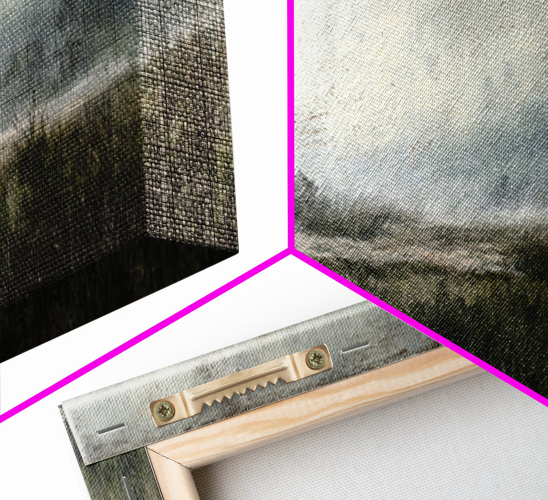 Moody Foggy Forest Canvas Print, Black and White Art, Gothic Decor, Living Room Decor, Oil Painting, Monochrome, BAW-3x1-71