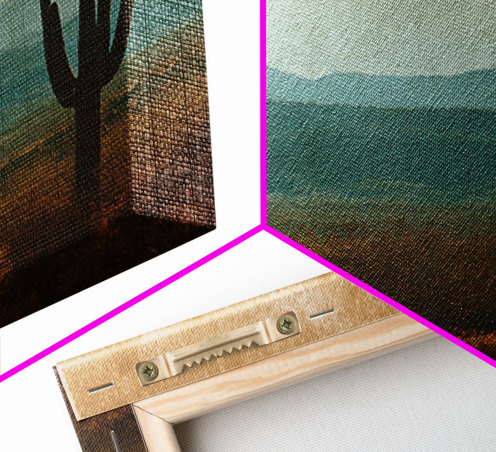 Monochrome Desert Cactus Silhouette Canvas Print, Black and White Art, Neutral Decor, Living Room Decor, Oil Painting, BAW-3x2-49