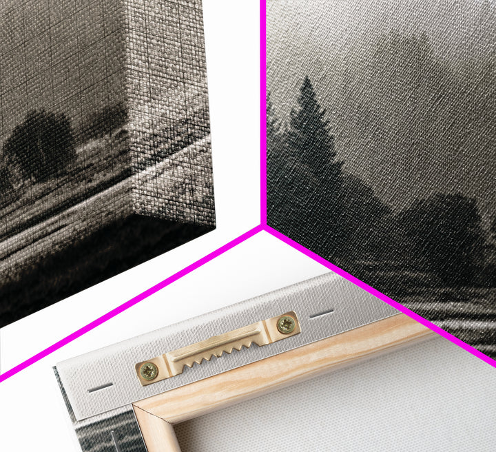 Moody Foggy Forest Canvas Print, Black and White Art, Gothic Decor, Living Room Decor, Oil Painting, Monochrome, BAW-3x2-83