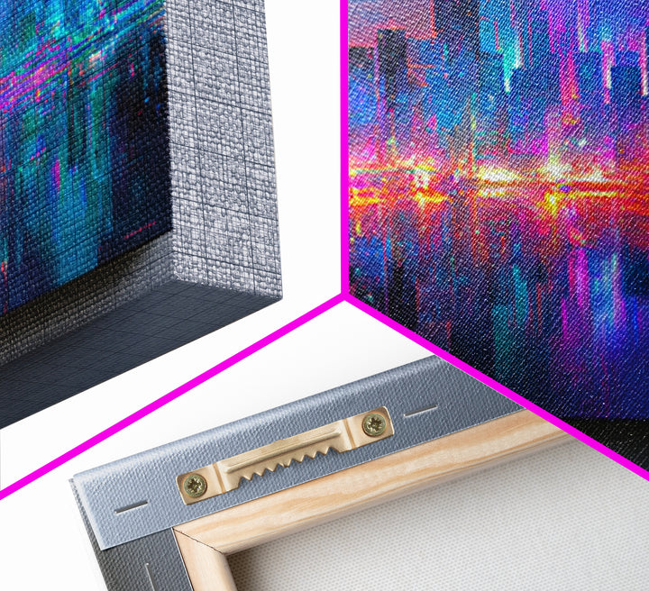 Monochrome City Skyline Reflected Framed Canvas Print, Black and White Art, Art, Living Room Decor, Fine Art, Monochrome, BAW-3x2-87