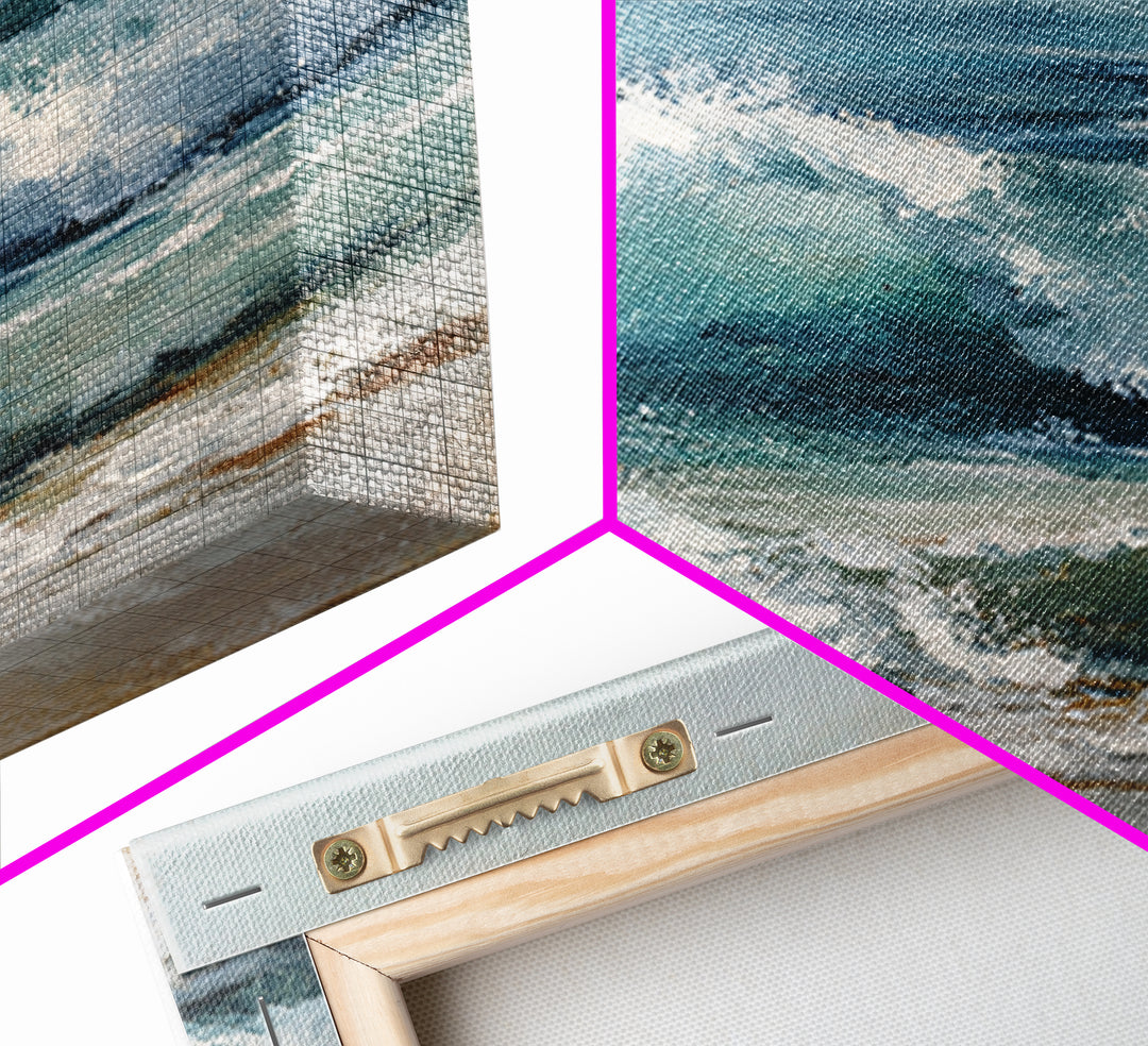 Stormy Ocean Wave Canvas Print, Beach Art, Textured Painting, Coastal Decor, Oil Painting, Shore, Digital Wall Art, BEA-1x1-81