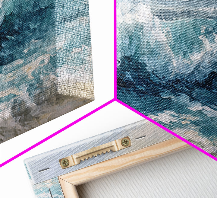 Stormy Ocean Wave Framed Canvas Print, Beach Art, Art, Coastal Decor, Fine Art, Shore, Abstract Wall Art, Whimsical Decor, BEA-2x1-29