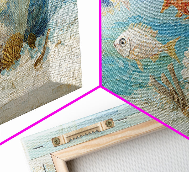 Coral Reef Fish Framed Canvas Print, Beach Art, Luxury Decor, Coastal Decor, Fine Art, Shore, Digital Art, Printable Wall Art, BEA-2x1-6