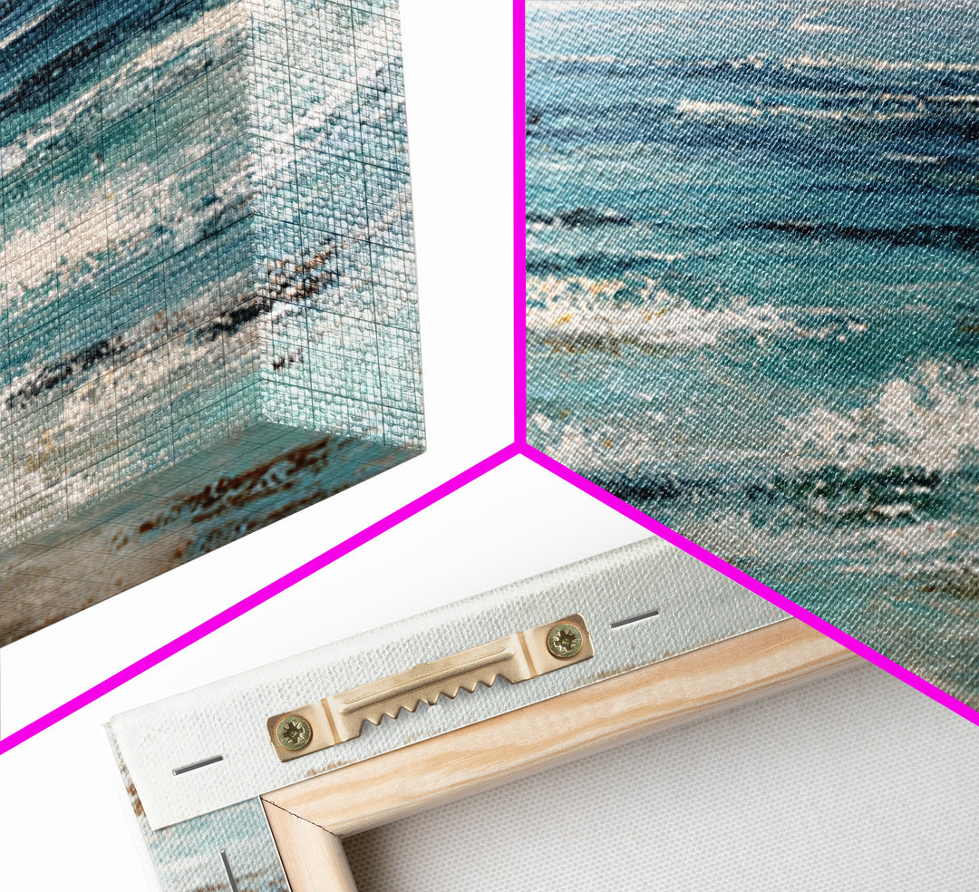 Abstract Ocean Horizon Framed Canvas Print, Beach Art, Wall Art Print, Coastal Decor, Shore, Beach Prints, Gallery Decor, BEA-2x1-84