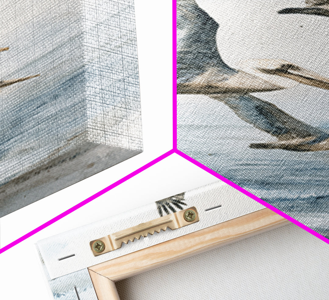 Pelicans Flying Low Framed Canvas Print, Beach Art, Room Decor, Coastal Decor, Oil Painting, Shore, Original Painting, BEA-2x3-51