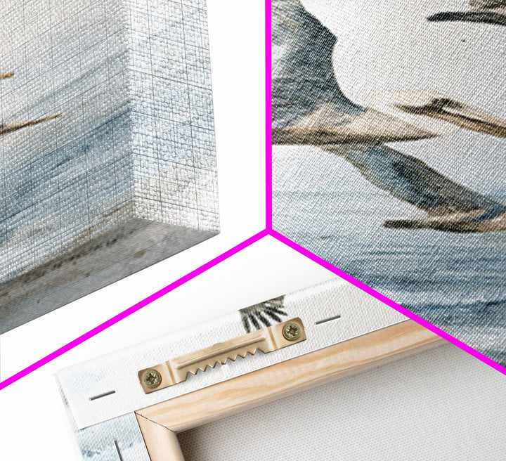 Pelicans Flying Low Framed Canvas Print, Beach Art, Room Decor, Coastal Decor, Oil Painting, Shore, Original Painting, BEA-2x3-51