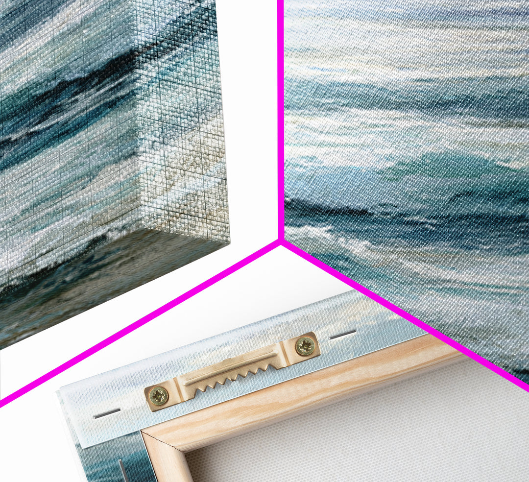 Stormy Ocean Wave Framed Canvas Print, Beach Art, Whimsical Decor, Coastal Decor, Fine Art, Shore, Beach Print, Whimsical Art, BEA-2x3-89