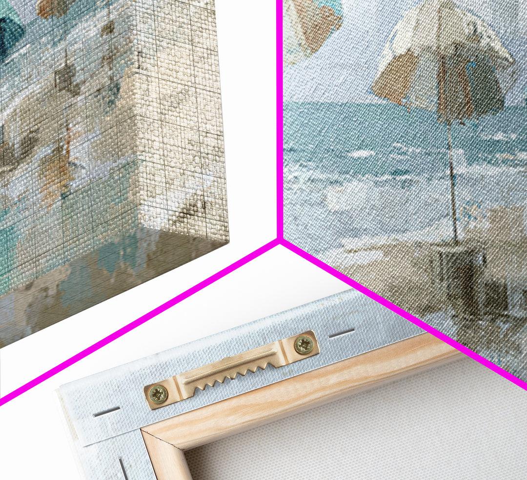 Beach Umbrella Pattern Framed Canvas Print, Beach Art, Wall Art, Coastal Decor, Fine Art, Shore, Abstract Art, Printable Art, BEA-3x1-72