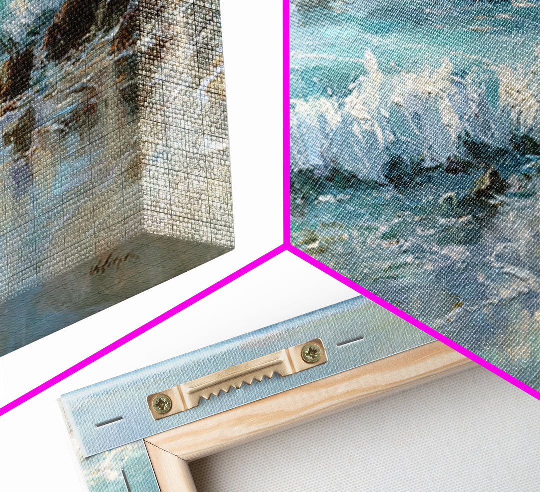 Mediterranean Cove with Clear Water Framed Canvas Print, Beach Art, Wall Decor, Coastal Decor, Fine Art, Shore, Whimsical Decor, BEA-3x1-84