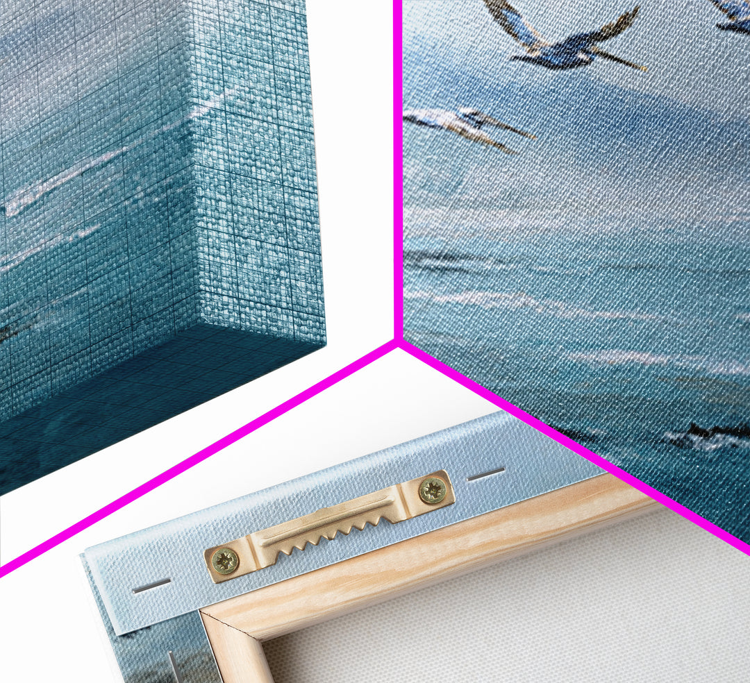 Pelicans Flying Low Framed Canvas Print, Beach Art, Room Decor, Coastal Decor, Oil Painting, Shore, Original Painting, BEA-3x2-47