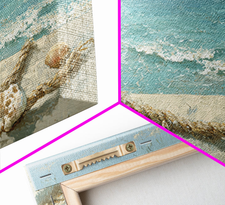 Mediterranean Cove with Clear Water Framed Canvas Print, Beach Art, Art Print, Coastal Decor, Fine Art, Shore, BEA-3x2-96