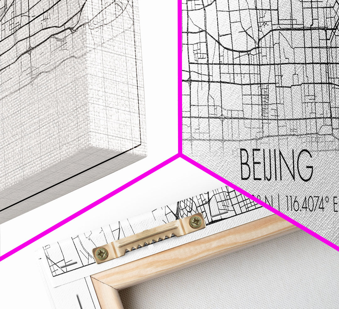 Panoramic Beijing City Map, China Art, Map Print, Minimalist Wall Art, Canvas Art, Housewarming Gift, Street Map Art, Closing Gift