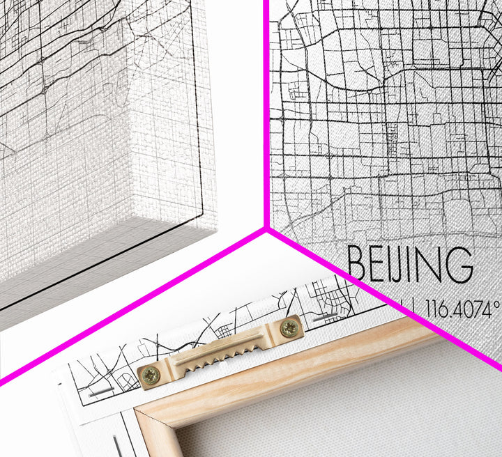 Beijing Street Map, China Map, Map Print, Modern Art, Wall Art, Canvas Print, Asian Art Print, Moving Gift, Travel Wall Art, Apartment Décor