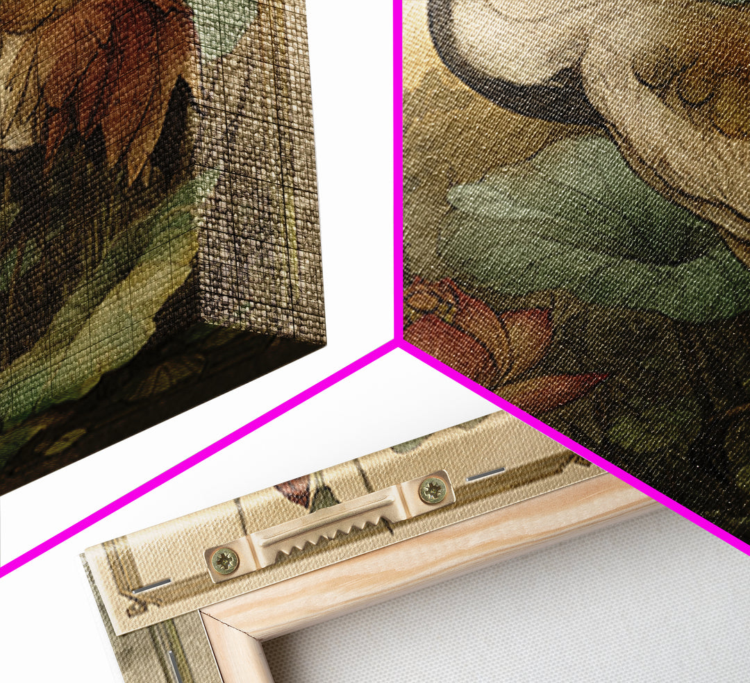 Crane and Lotus Composition Framed Canvas Print, Bird Art, Gallery Decor, Living Room Decor, Fine Art, Flight, Contemporary Art, BIR-1x1-41