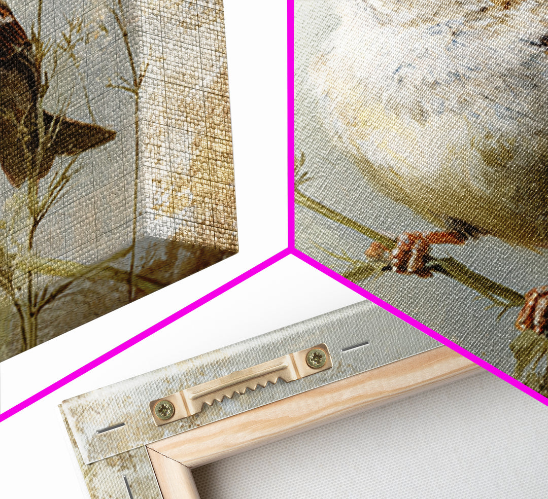 Small Sparrow on Wildflower Stem Framed Canvas Print, Bird Art, Nature Wall Art, Living Room Decor, Fine Art, Flight, BIR-1x1-62