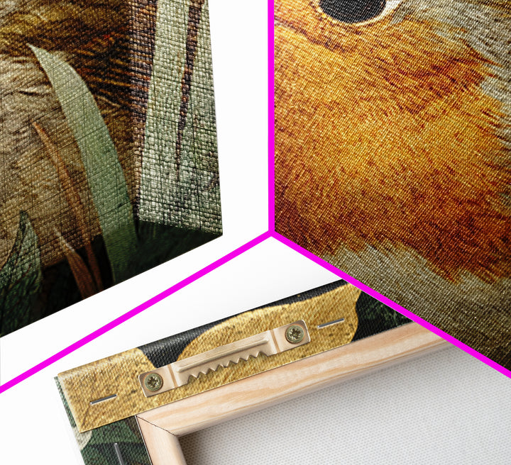 Robin in a Spring Garden with Soft Framed Canvas Print, Bird Art, Forest Wall Art, Living Room Decor, Oil Painting, Flight, BIR-1x1-63