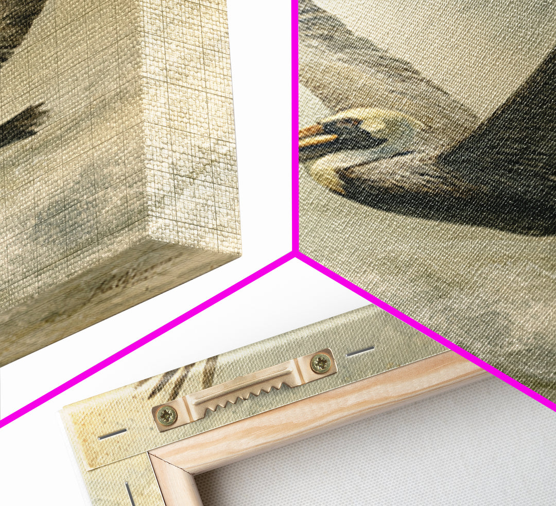Pelican Flying over Coastal Waves Framed Canvas Print, Bird Art, Digital Download Art, Living Room Decor, Abstract Art, Flight, BIR-1x1-66