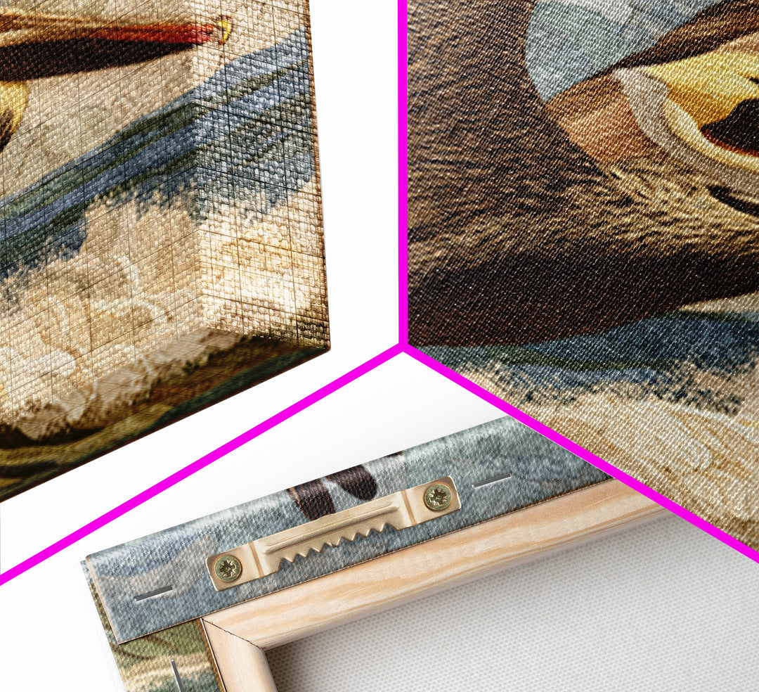 Pelican Flying over Coastal Waves Canvas Print, Bird Art, Rustic Home Decor, Living Room Decor, Fine Art, Flight, BIR-1x1-90