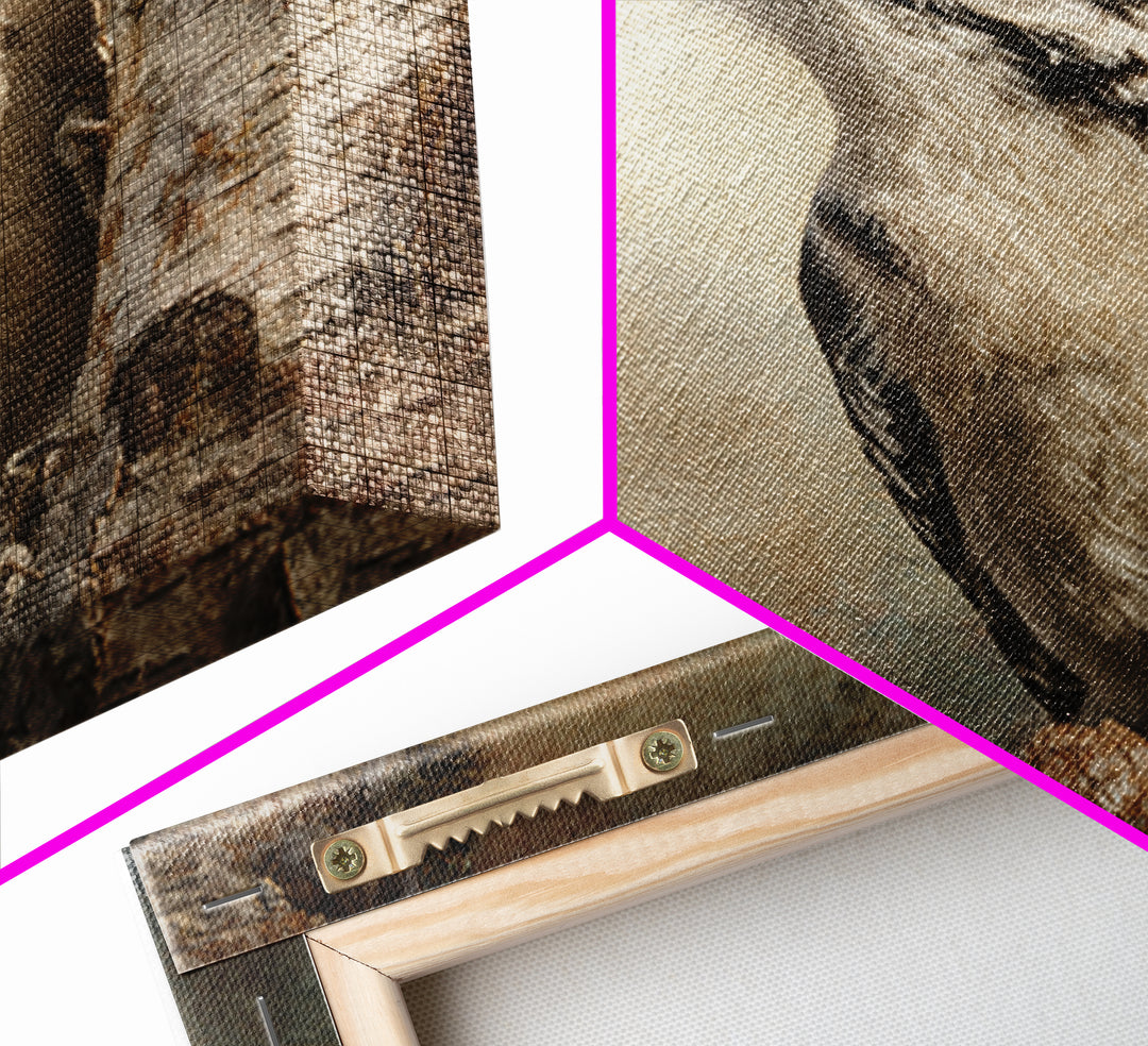 Woodpecker on Birch Bark Texture Framed Canvas Print, Bird Art, Luxury Decor, Living Room Decor, Oil Painting, Flight, BIR-1x1-93
