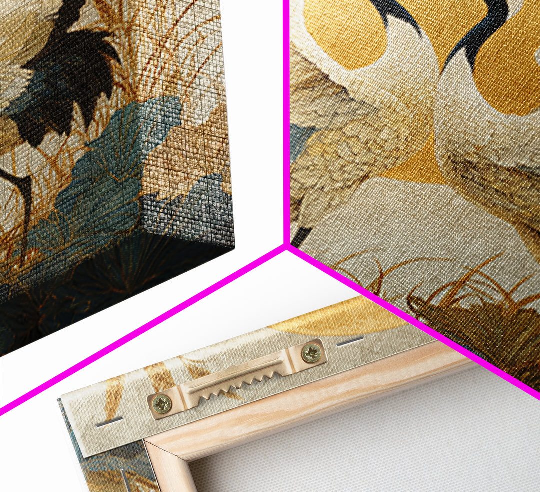 Pair of Cranes Dancing Canvas Print, Bird Art, Wall Art, Living Room Decor, Flight, Japanese Wall Art, Modern Wall Art, BIR-1x1-99