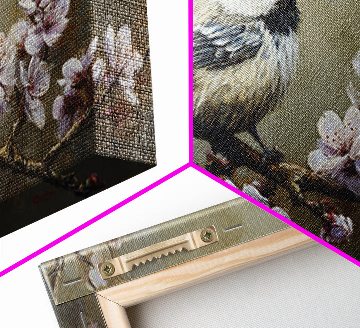 Songbird Perched on Cherry Blossoms Canvas Print, Bird Art, Printable Wall Art, Living Room Decor, Fine Art, Flight, Modern Art, BIR-2x1-52