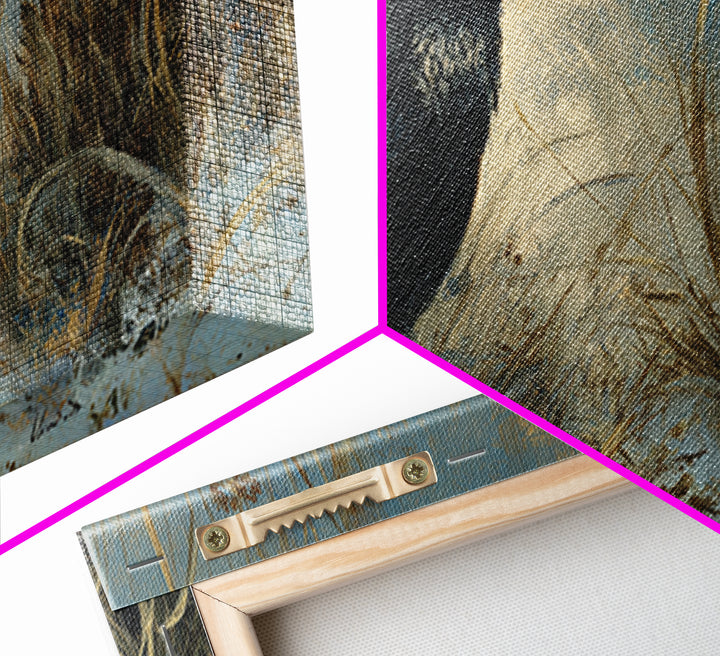 Raven Silhouette with Gothic Atmosphere Canvas Print, Bird Art, Digital Print, Living Room Decor, Oil Painting, Flight, BIR-2x1-77