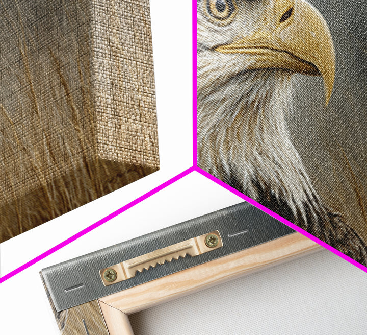 Eagle Portrait with Dramatic Mountain Wind Framed Canvas Print, Bird Art, Luxury Decor, Living Room Decor, Fine Art, Flight, BIR-2x1-8