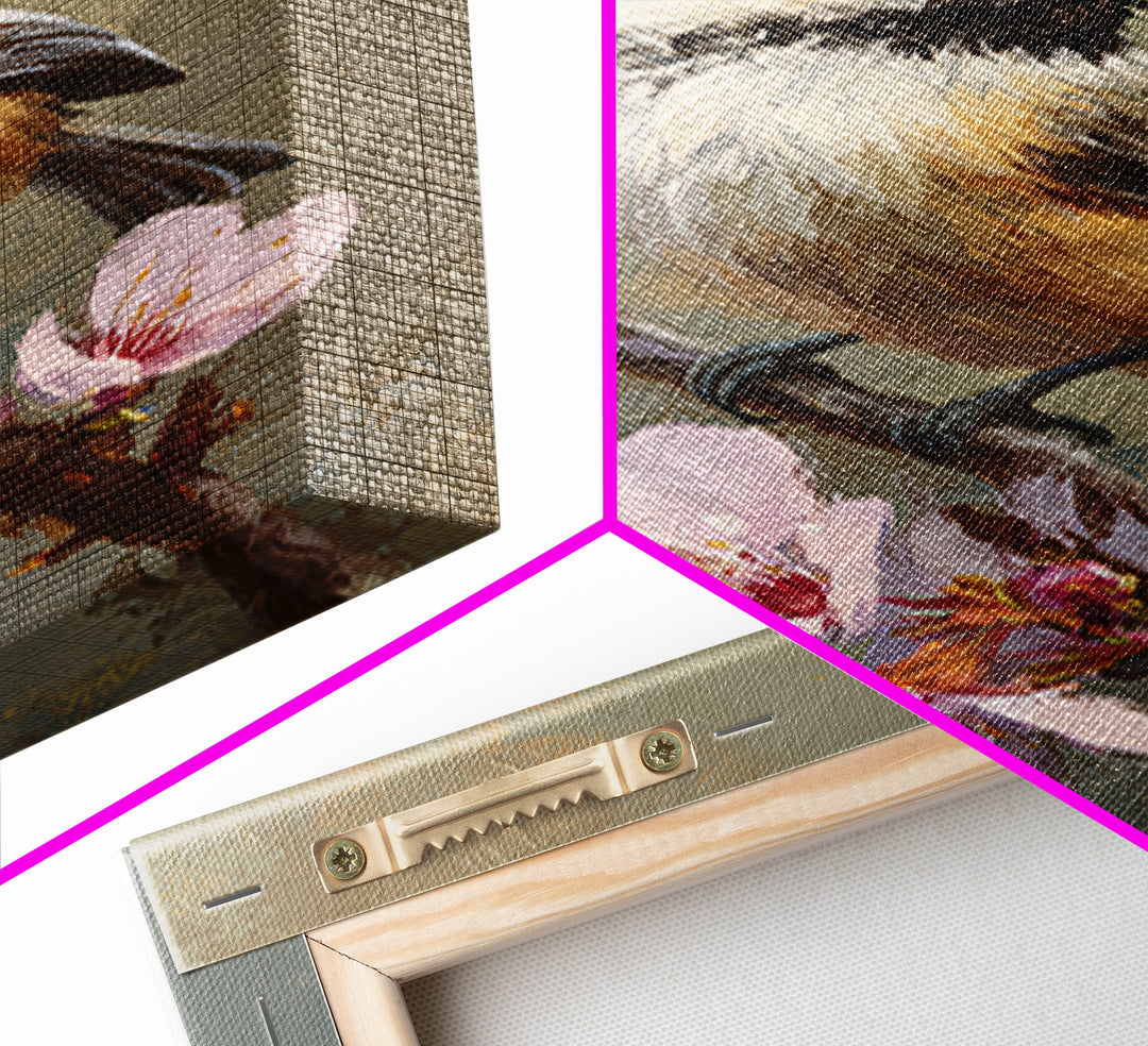 Songbird Perched on Cherry Blossoms Canvas Print, Bird Art, Digital Download Art, Living Room Decor, Fine Art, Flight, BIR-2x3-16