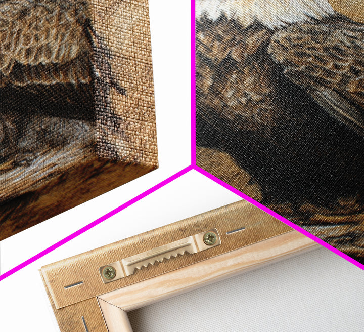 Eagle Portrait with Dramatic Mountain Wind Framed Canvas Print, Bird Art, Art Deco, Living Room Decor, Oil Painting, Flight, BIR-2x3-20