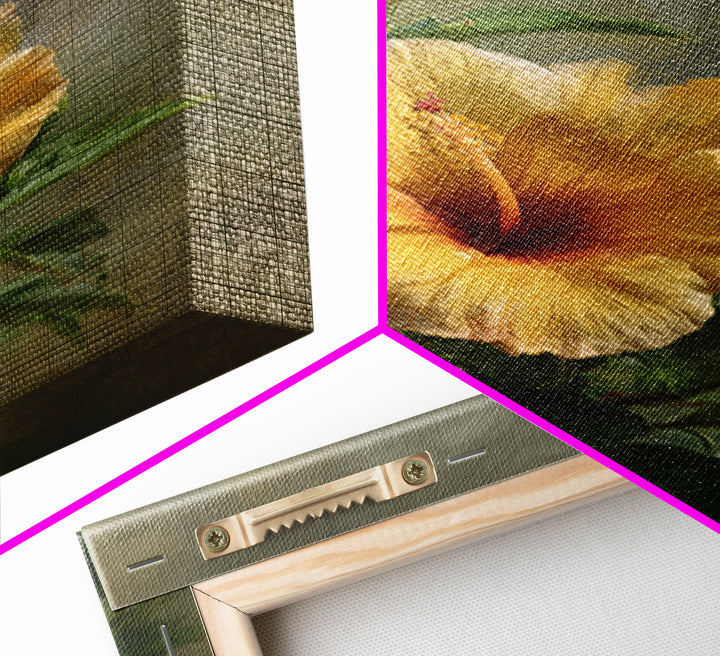 Hummingbird Hovering Beside Bright Hibiscus Framed Canvas Print, Bird Art, Wall Art, Living Room Decor, Fine Art, Flight, BIR-2x3-60