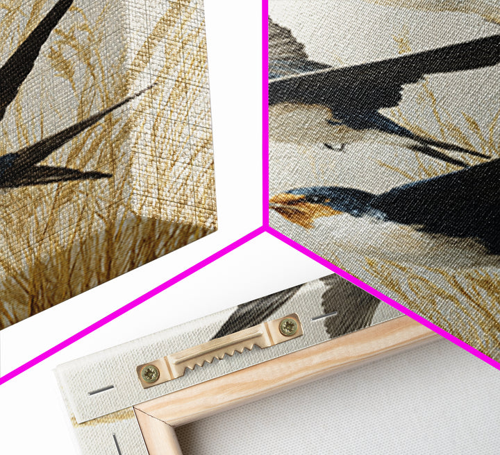 Flock of Swallows Sweeping Across Open Sky Canvas Print, Bird Art, Art Deco, Living Room Decor, Abstract Art, Flight, BIR-2x3-62