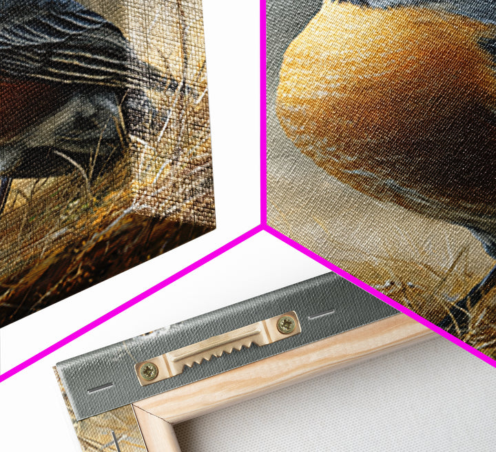 Robin in a Spring Garden with Soft Canvas Print, Bird Art, Art Deco, Living Room Decor, Oil Painting, Flight, Gallery Wall, BIR-2x3-71