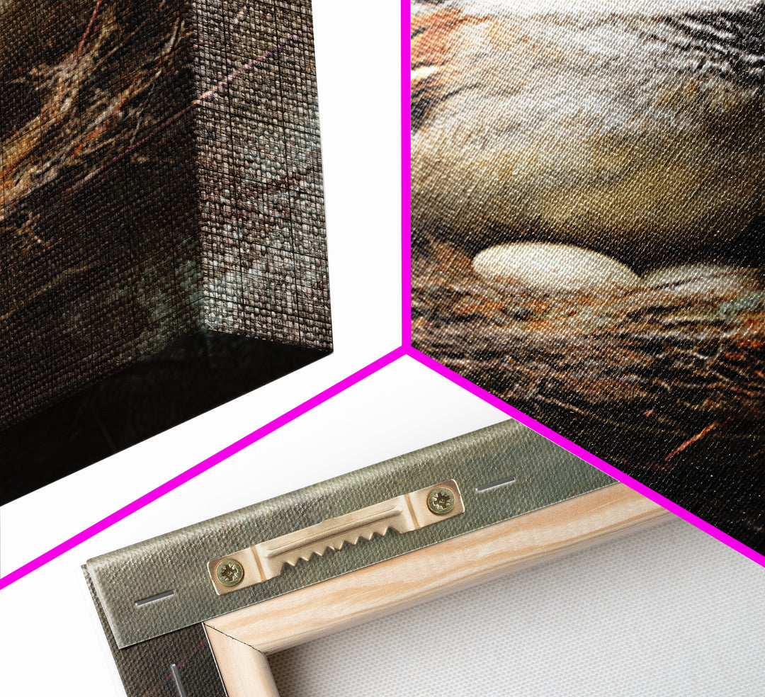 Bird Nest with Eggs and Delicate Twigs Framed Canvas Print, Bird Art, Printable Wall Art, Living Room Decor, Fine Art, Flight, BIR-2x3-78