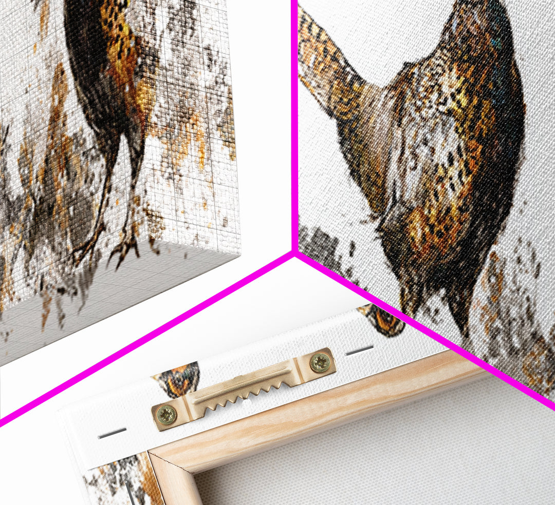 Pheasant with Ornate Feather Details Canvas Print, Bird Art, Art Print, Living Room Decor, Fine Art, Flight, Original Art, BIR-3x1-35