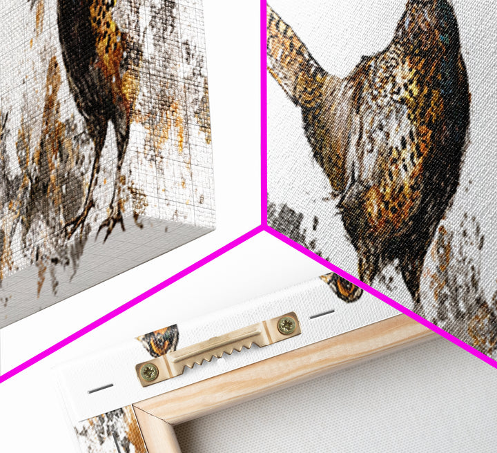 Pheasant with Ornate Feather Details Canvas Print, Bird Art, Art Print, Living Room Decor, Fine Art, Flight, Original Art, BIR-3x1-35