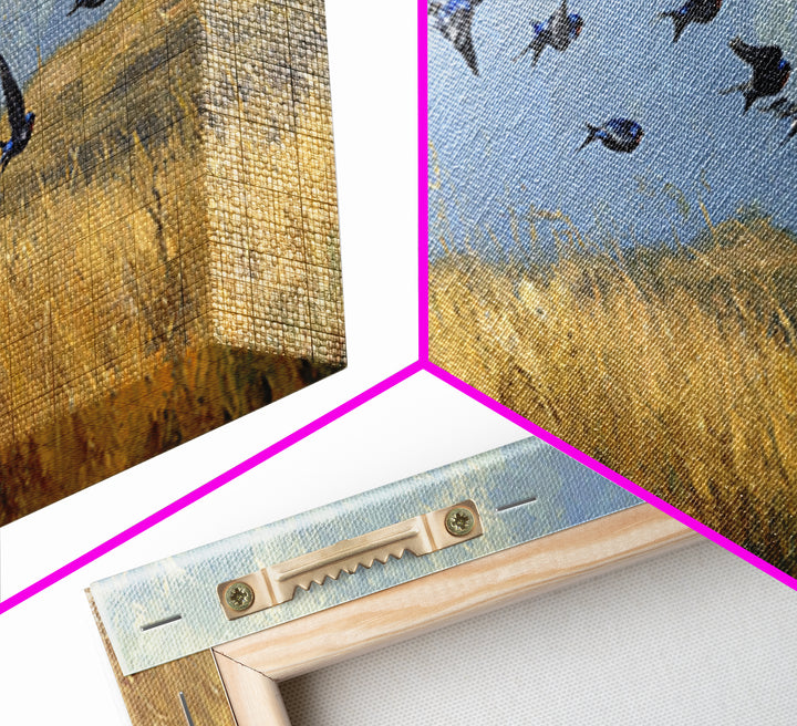 Flock of Swallows Sweeping Across Open Sky Canvas Print, Bird Art, Living Room Decor, Fine Art, Flight, Rustic Home Decor, BIR-3x1-46