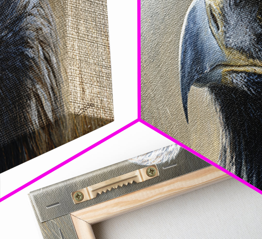 Eagle Portrait with Dramatic Mountain Wind Framed Canvas Print, Bird Art, Room Decor, Living Room Decor, Fine Art, Flight, BIR-3x1-52