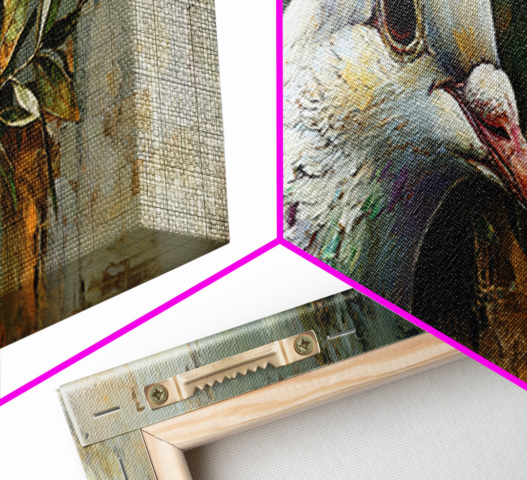 White Dove with Olive Branch and Calm Framed Canvas Print, Bird Art, Textured Painting, Living Room Decor, Oil Painting, Flight, BIR-3x1-56