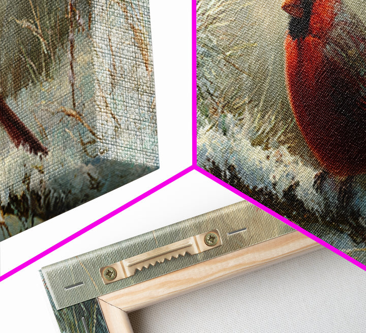 Red Cardinal on Snowy Pine Branch Canvas Print, Bird Art, Nature Prints, Living Room Decor, Fine Art, Flight, Boho Decor, BIR-3x1-65