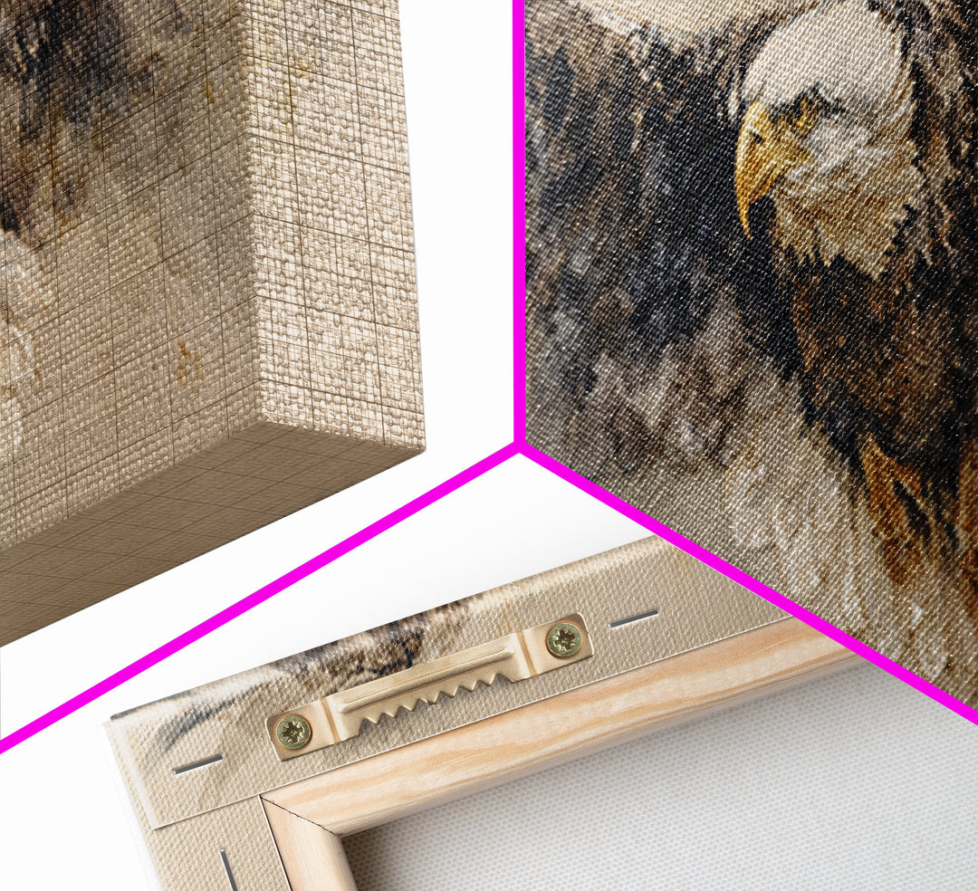 Eagle Portrait with Dramatic Mountain Wind Canvas Print, Bird Art, Home Decor, Living Room Decor, Flight, Modern Wall Art, BIR-3x1-76