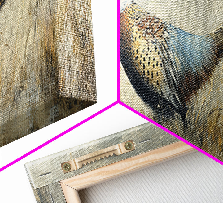 Pheasant with Ornate Feather Details Canvas Print, Bird Art, Art Deco, Living Room Decor, Fine Art, Flight, Gallery Wall, BIR-3x1-83
