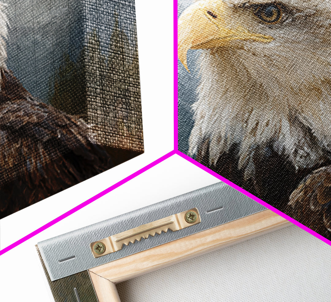 Eagle Portrait with Dramatic Mountain Wind Canvas Print, Bird Art, Modern Wall Art, Living Room Decor, Fine Art, Flight, BIR-3x2-16