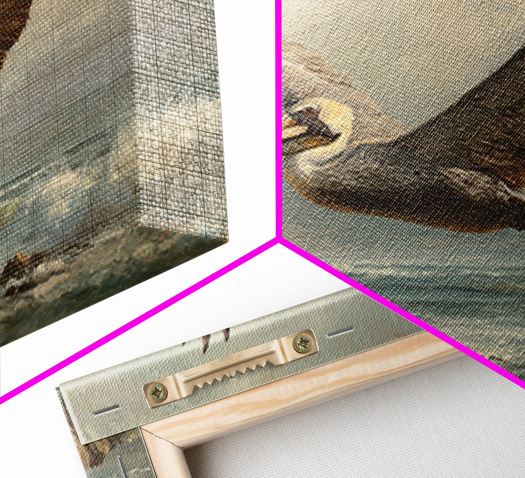 Pelican Flying over Coastal Waves Canvas Print, Bird Art, Printable Art, Living Room Decor, Oil Painting, Flight, BIR-3x2-22