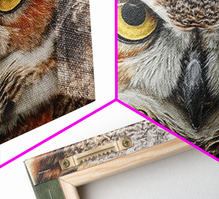 Owl Portrait with Wise Golden Eyes Canvas Print, Bird Art, Bird Prints, Living Room Decor, Fine Art, Flight, Modern Decor, BIR-3x2-33