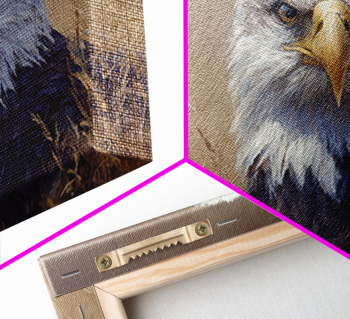 Eagle Portrait with Dramatic Mountain Wind Framed Canvas Print, Bird Art, Mcm Decor, Living Room Decor, Oil Painting, Flight, BIR-3x2-40