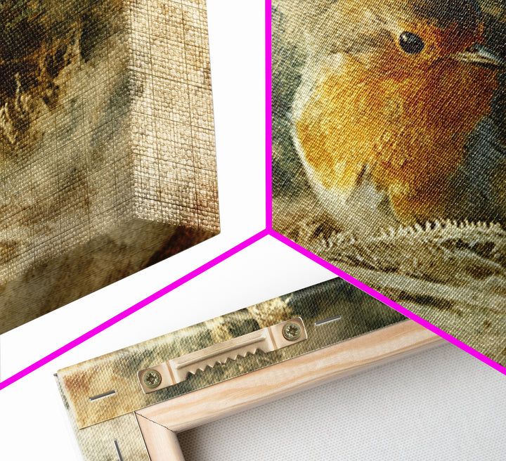 Robin in a Spring Garden with Soft Canvas Print, Bird Art, Textured Painting, Living Room Decor, Watercolor Art, Flight, BIR-3x2-67